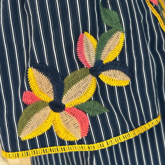 Madewell Women’s Blue Floral Embroidered Pinstripe Fable Shirt - Picture 5 of 7